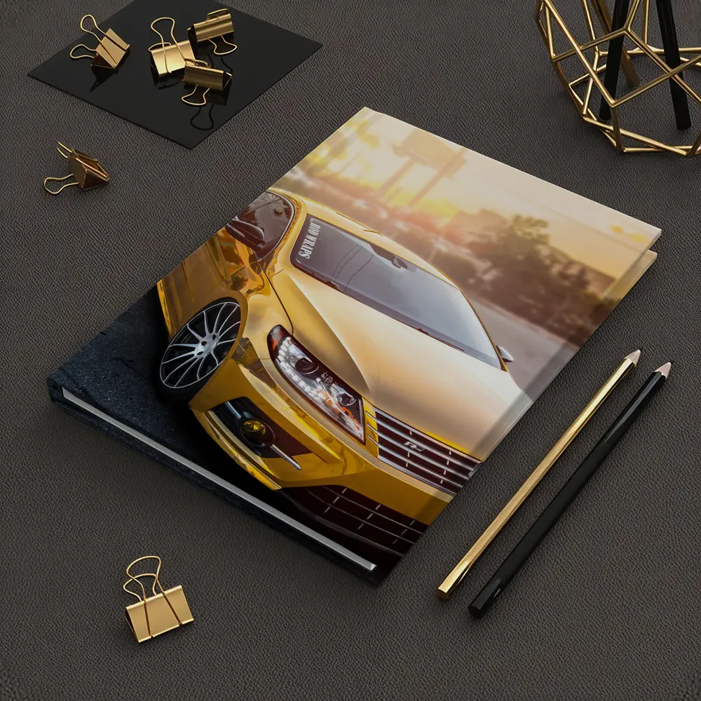 Gold Chrome Volkswagen CC Sunset Parking Lot – Notebooks