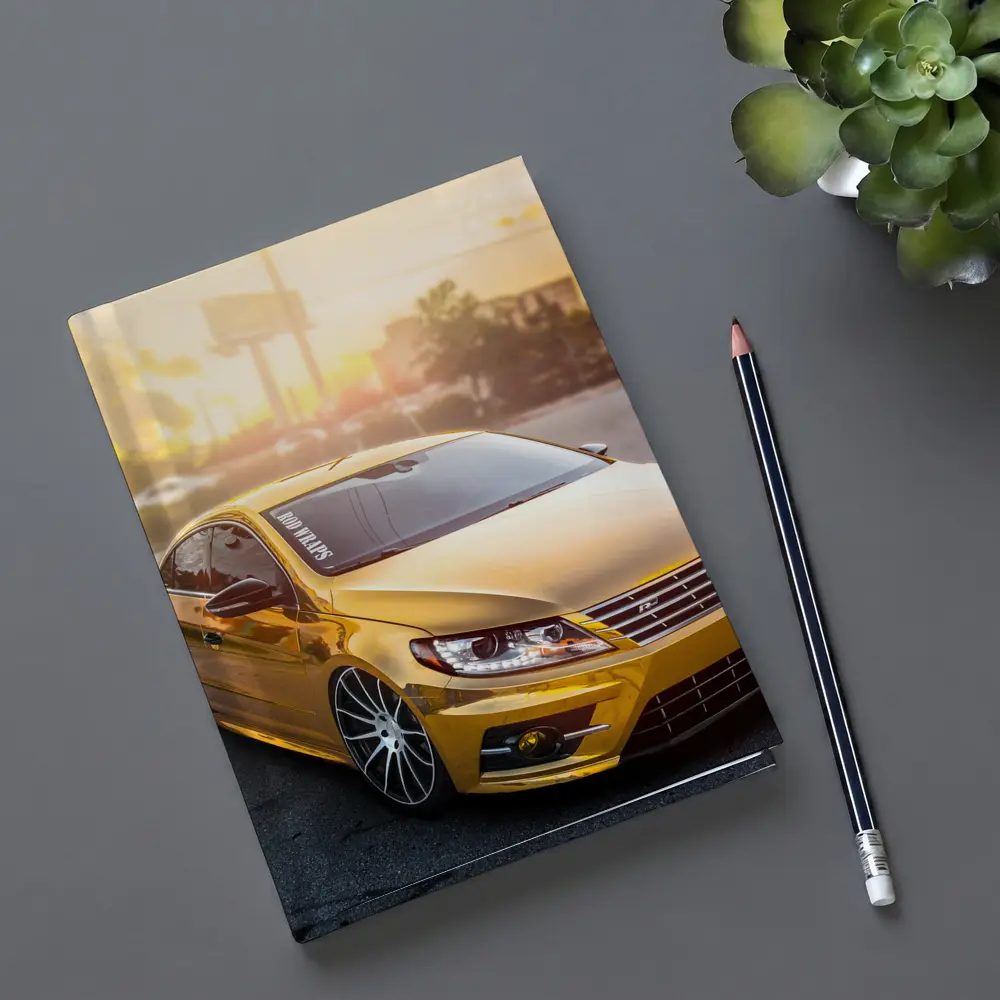 Gold Chrome Volkswagen CC Sunset Parking Lot – Notebooks