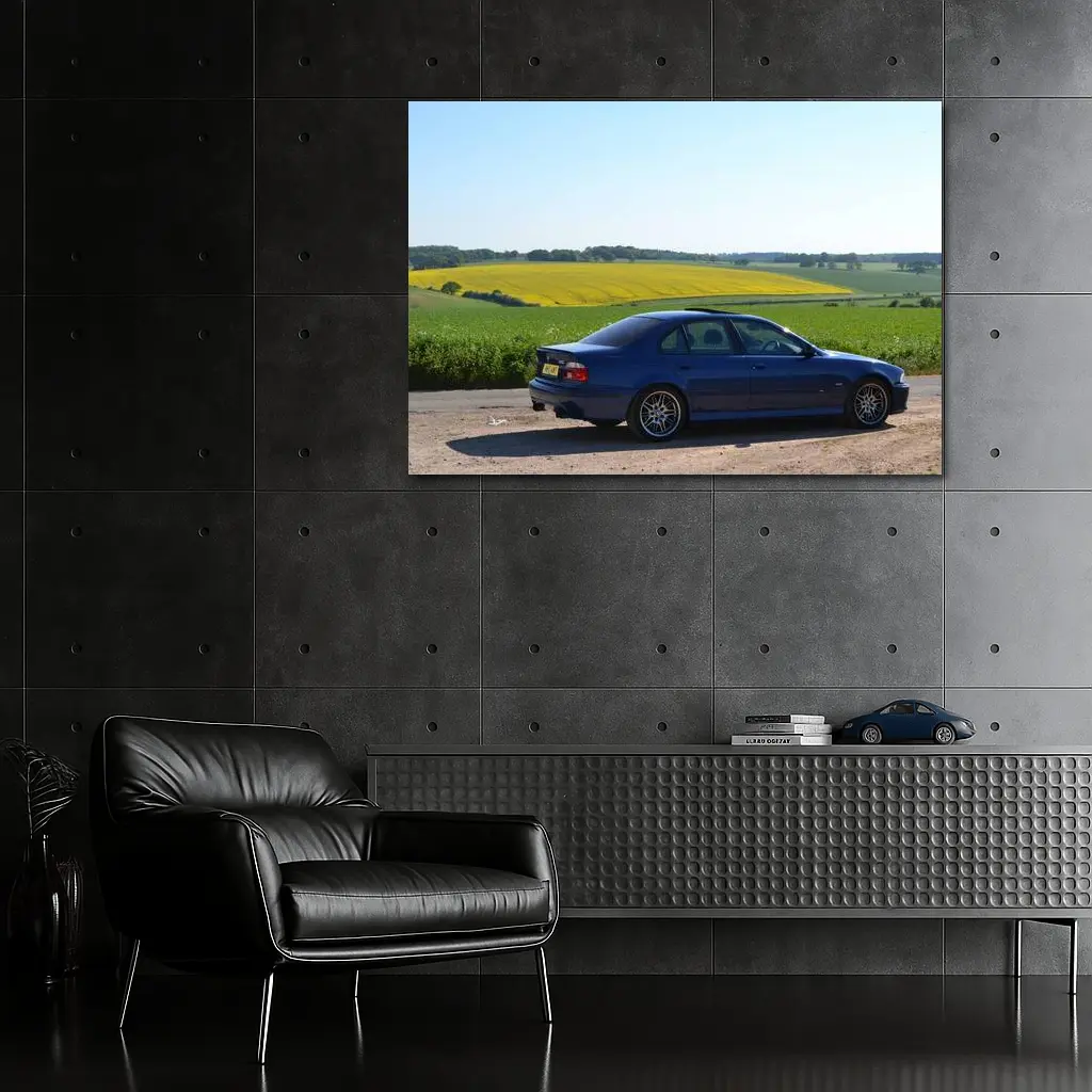 BMW M5 E39 Blue Sedan Country Fields – Wall Art