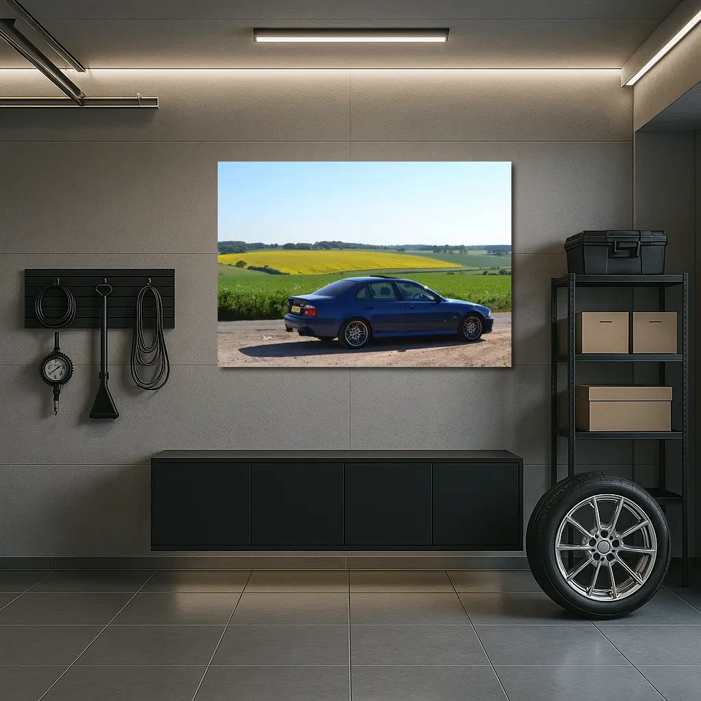 BMW M5 E39 Blue Sedan Country Fields – Wall Art