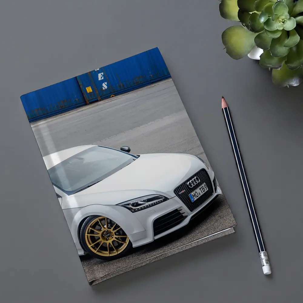 Audi TT RS White Coupe Industrial Background – Notebooks