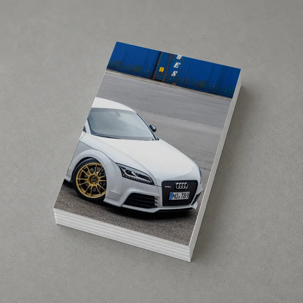 Audi TT RS White Coupe Industrial Background – Postcards