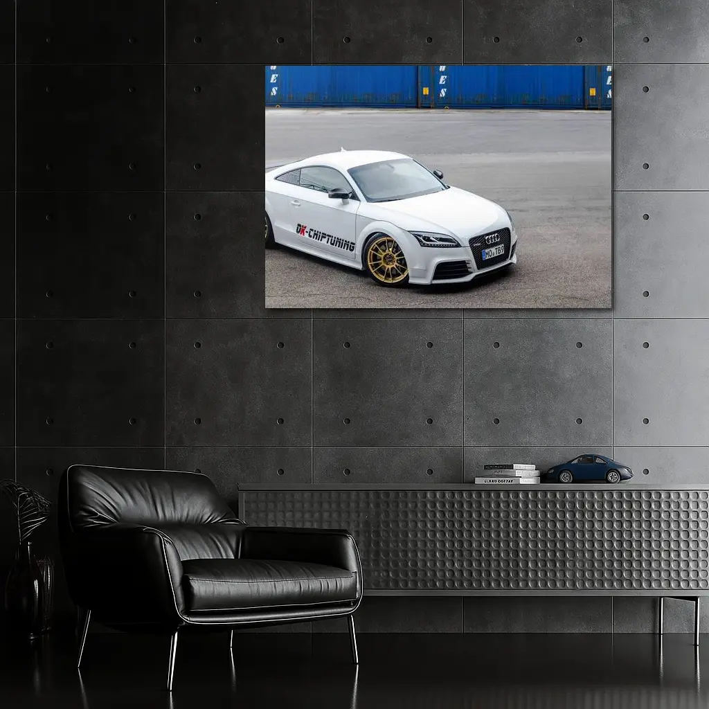 Audi TT RS White Coupe Industrial Background – Wall Art