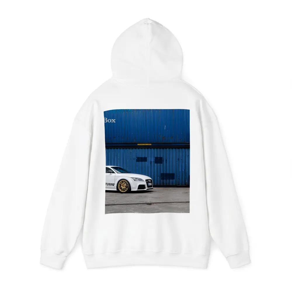 Audi TT White Coupe Blue Shipping Containers – Hoodies
