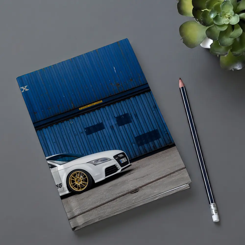 Audi TT White Coupe Blue Shipping Containers – Notebooks