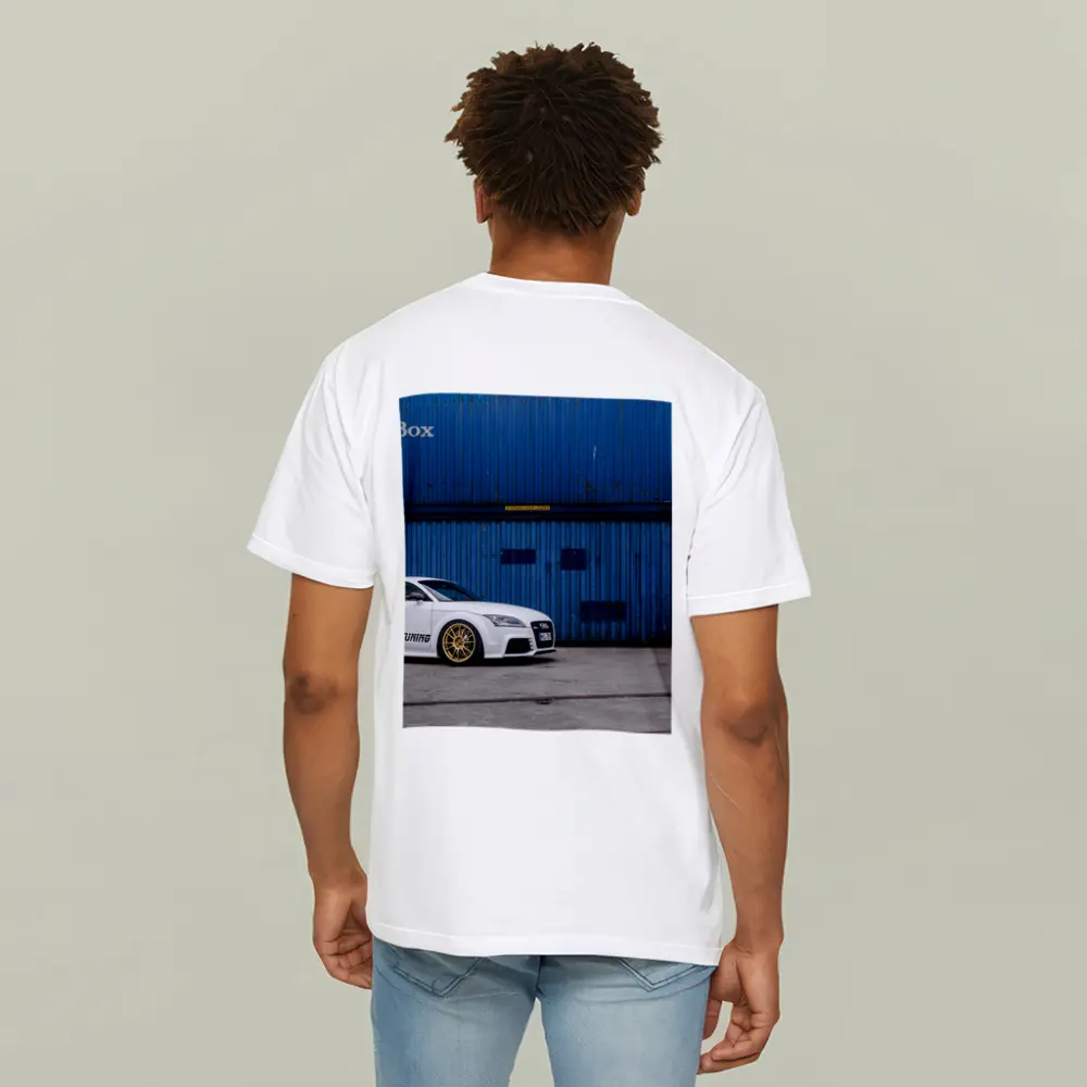 Audi TT White Coupe Blue Shipping Containers – T-Shirts