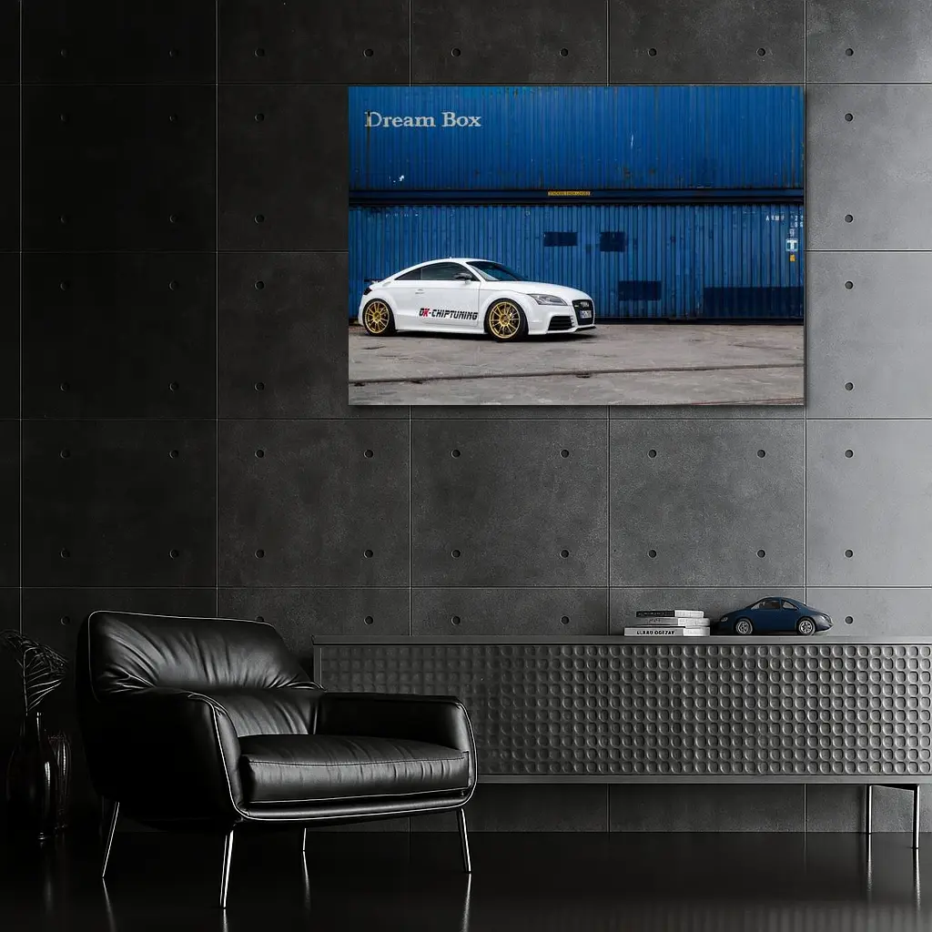 Audi TT White Coupe Blue Shipping Containers – Wall Art