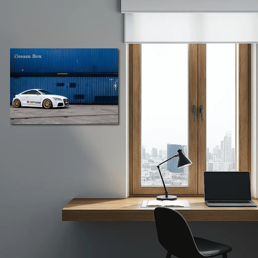 Audi TT White Coupe Blue Shipping Containers – Wall Art