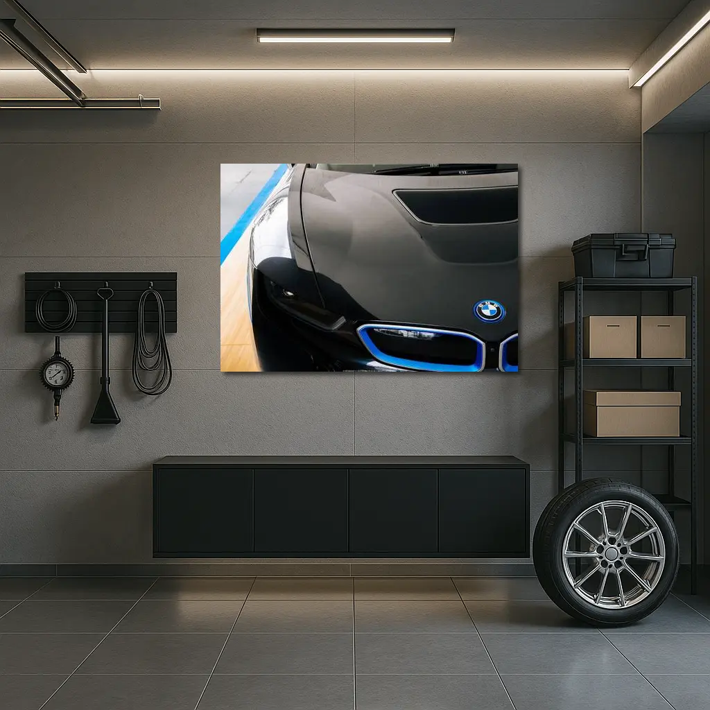 BMW i8 Black Hood Blue Grille – Wall Art