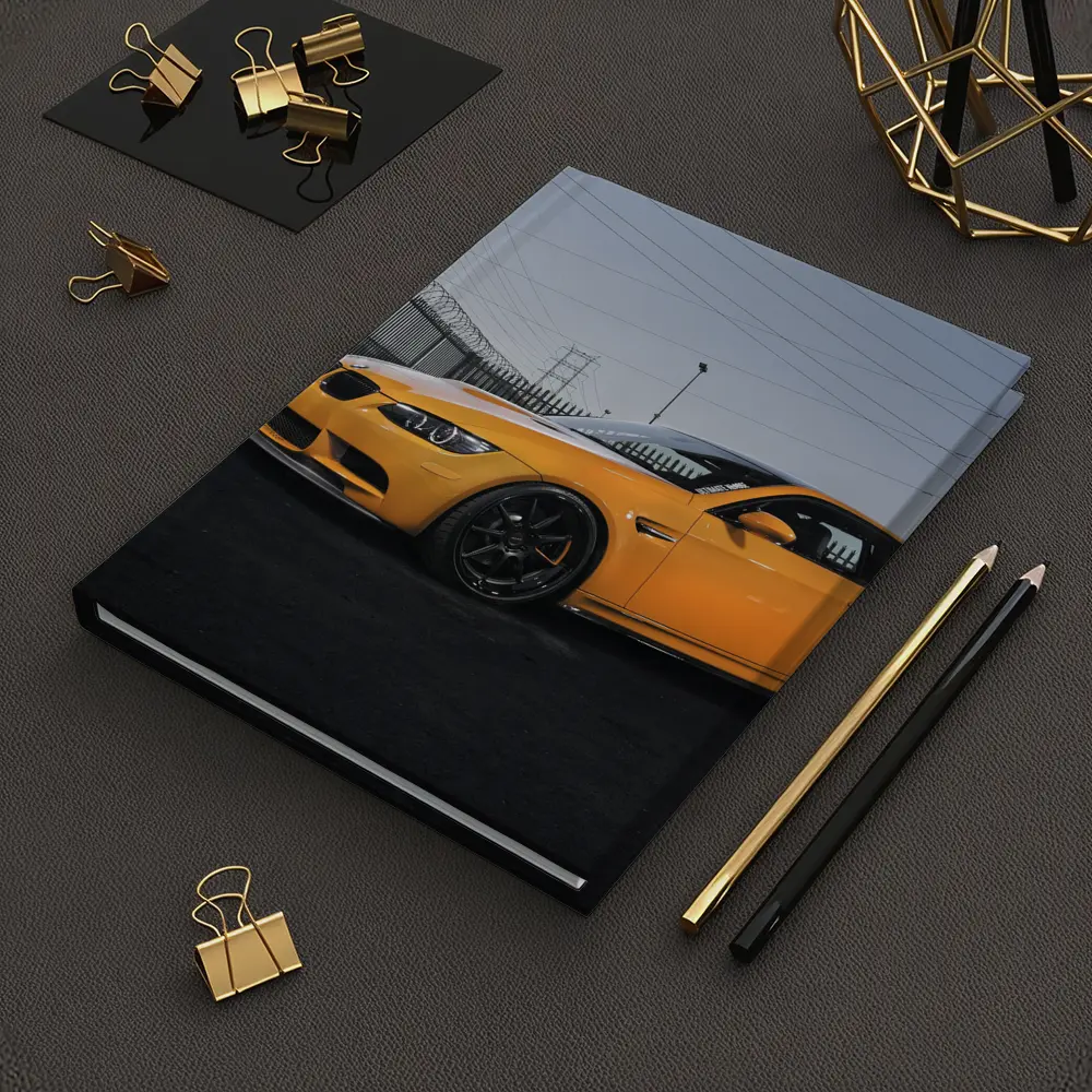 BMW M3 Yellow Coupe Urban Industrial Setting – Notebooks