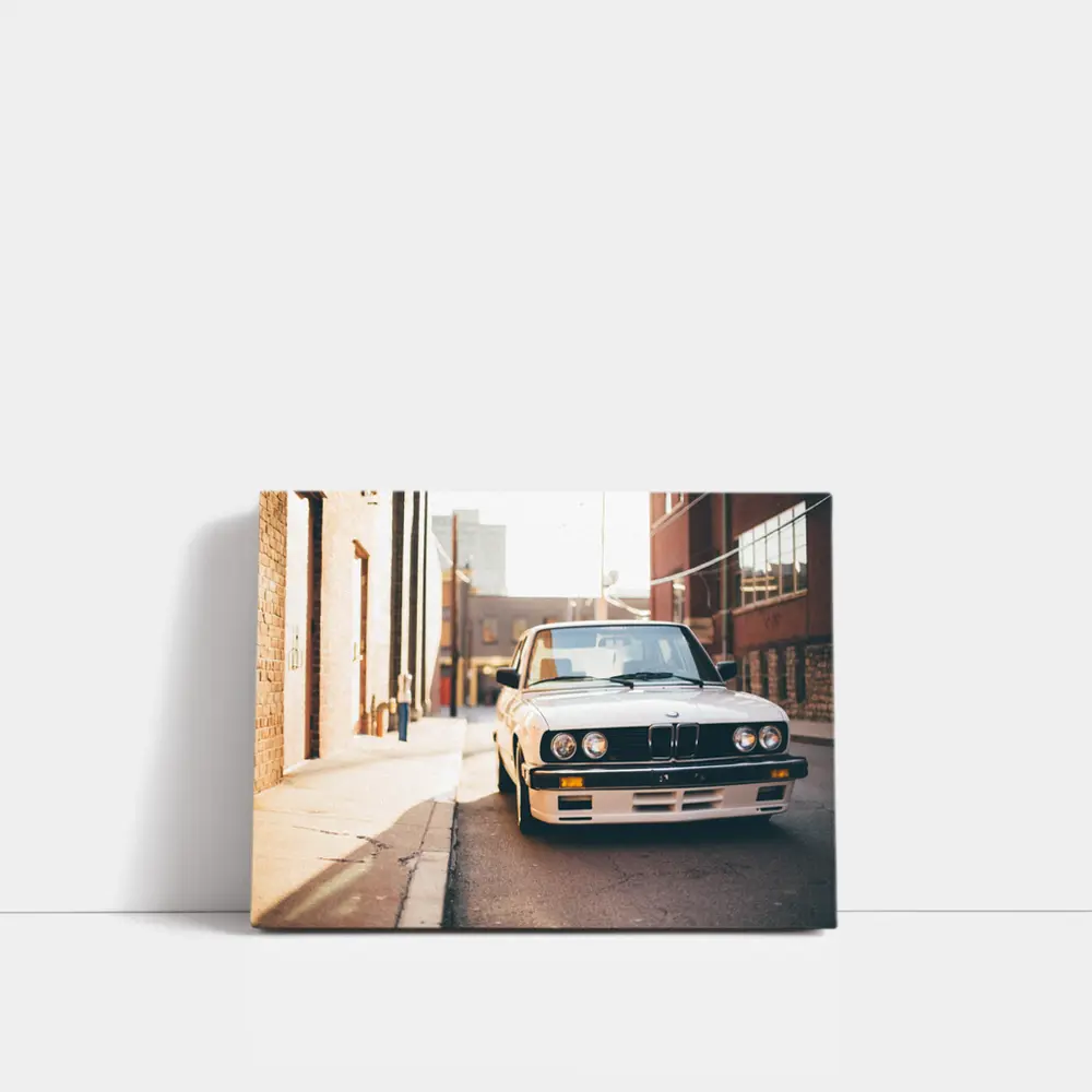 BMW E30 White Classic Car City Alley – Wall Art