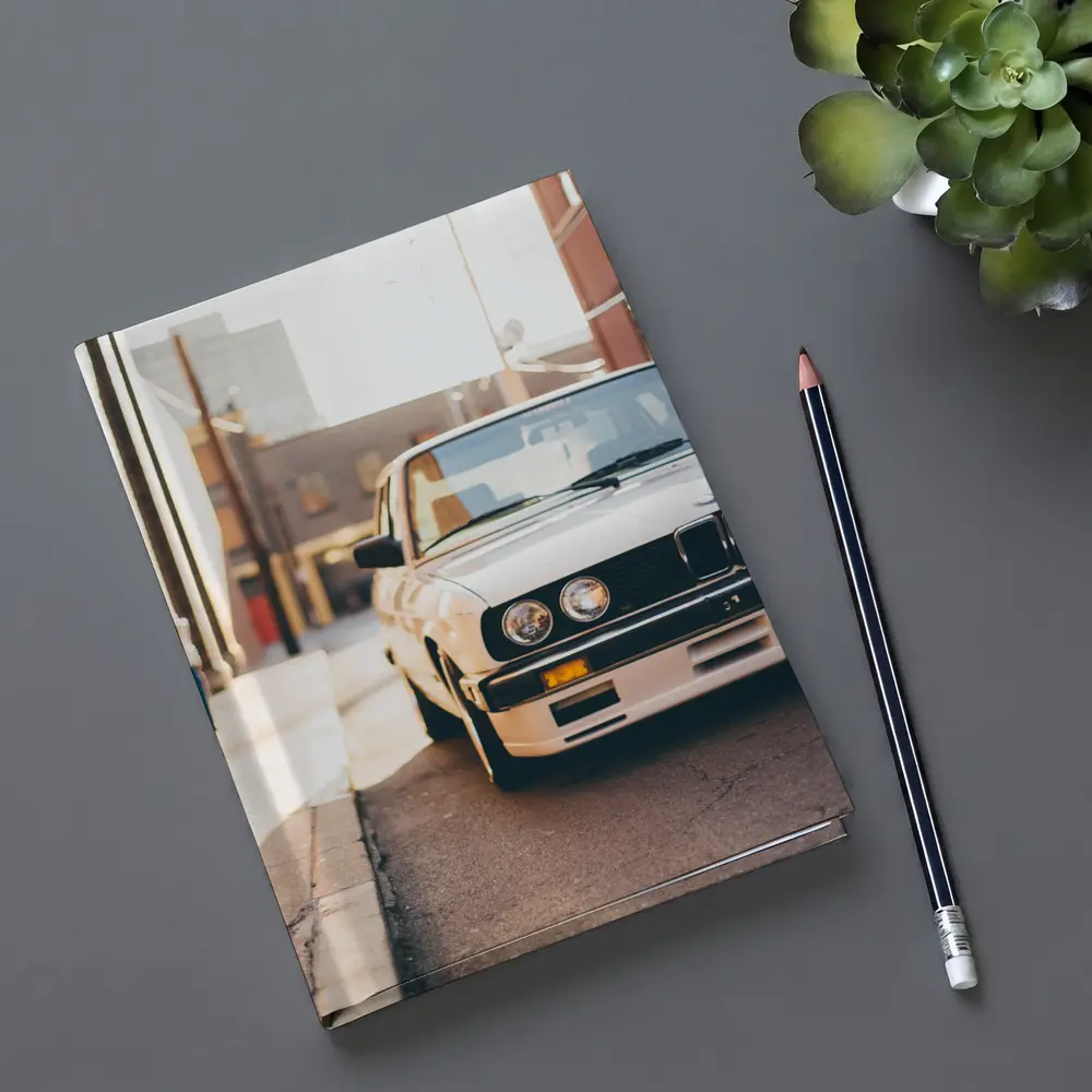 BMW E30 White Classic Car City Alley – Notebooks