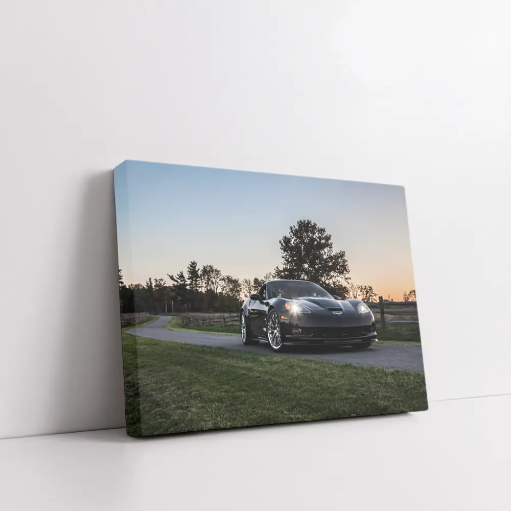 Black Chevrolet Corvette ZR1 Rural Dusk – Wall Art