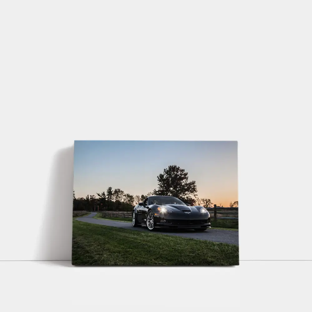 Black Chevrolet Corvette ZR1 Rural Dusk – Wall Art