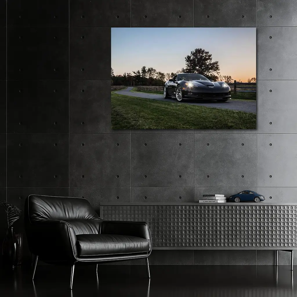 Black Chevrolet Corvette ZR1 Rural Dusk – Wall Art