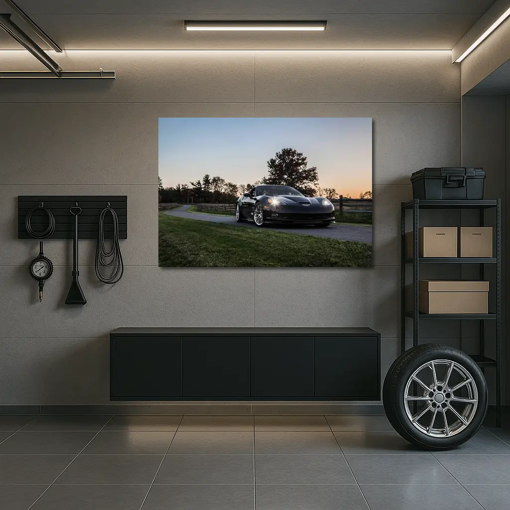 Black Chevrolet Corvette ZR1 Rural Dusk – Wall Art