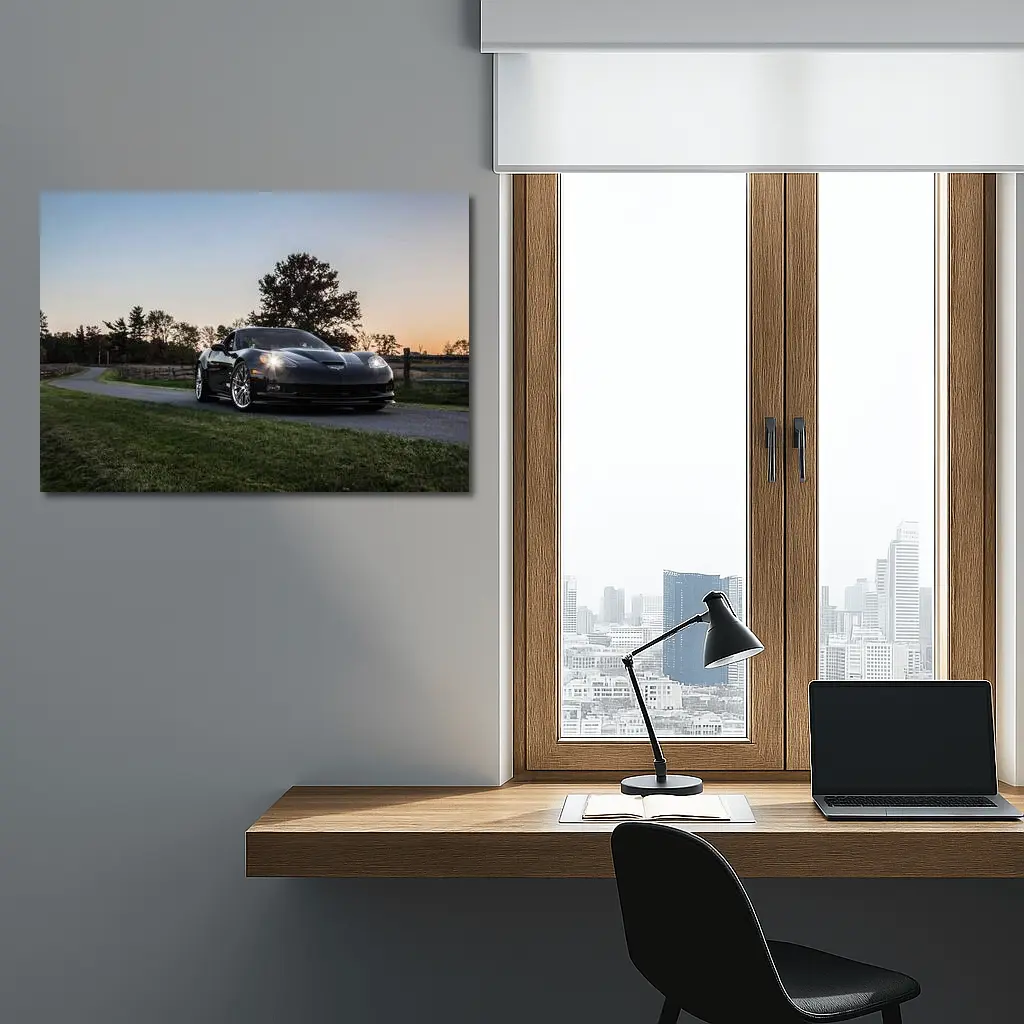 Black Chevrolet Corvette ZR1 Rural Dusk – Wall Art