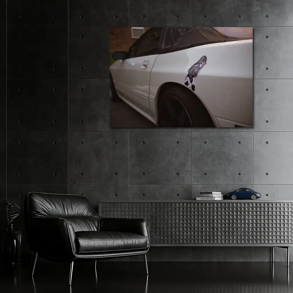 Anime Girl Art Nissan Silvia White Car – Wall Art