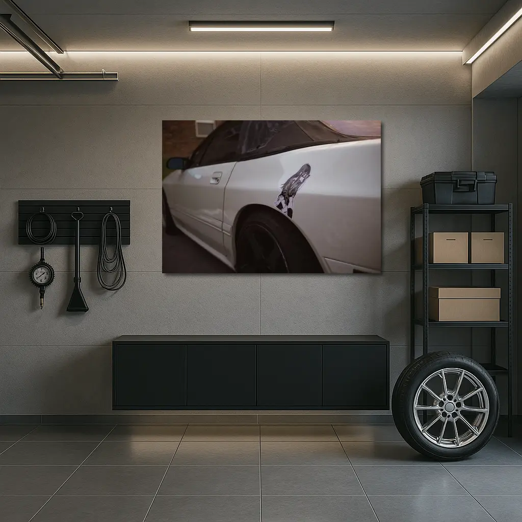 Anime Girl Art Nissan Silvia White Car – Wall Art