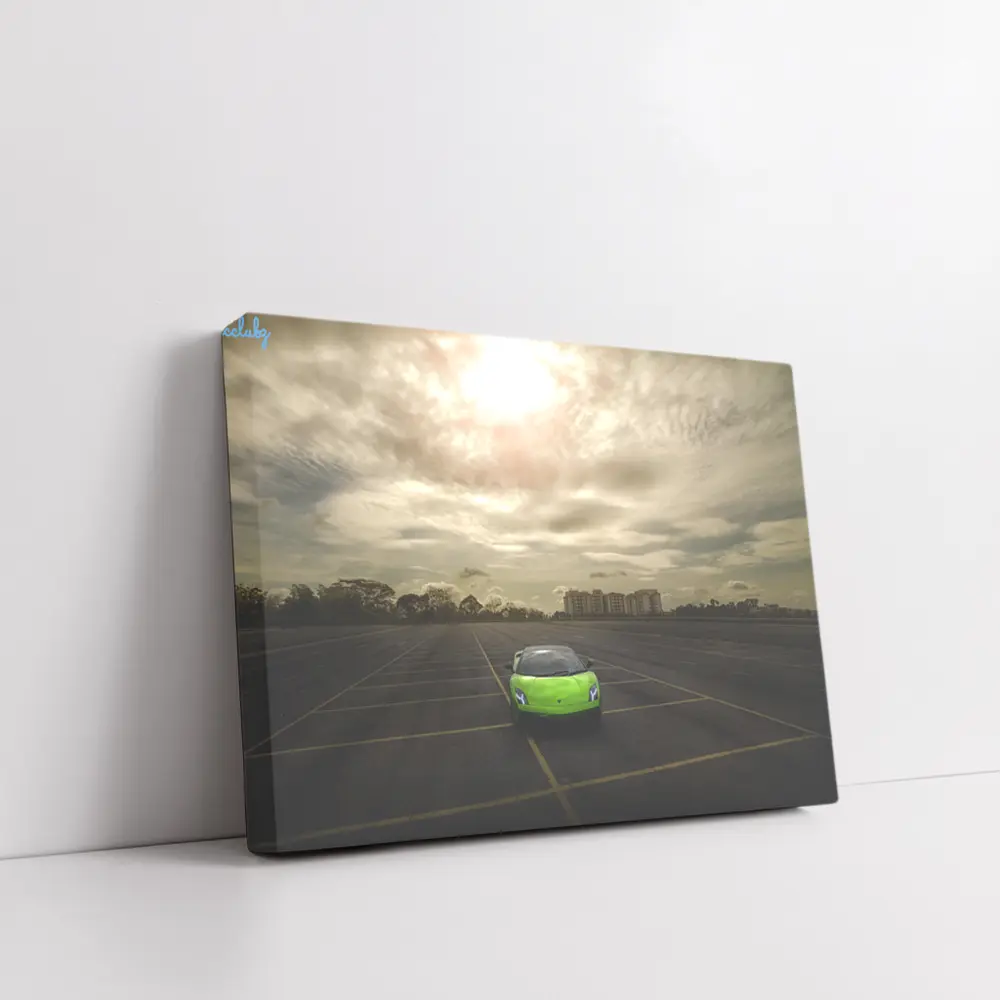 Lamborghini Gallardo Green Empty Parking Lot – Wall Art