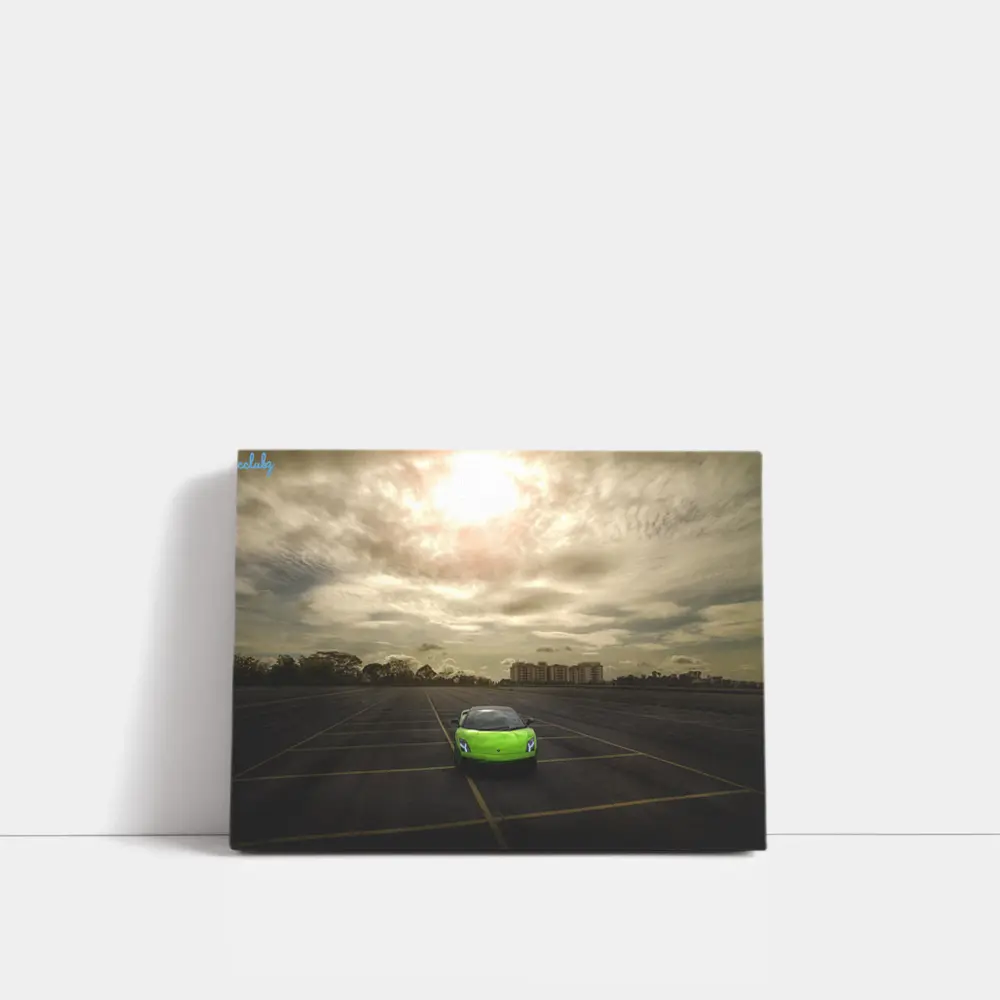 Lamborghini Gallardo Green Empty Parking Lot – Wall Art
