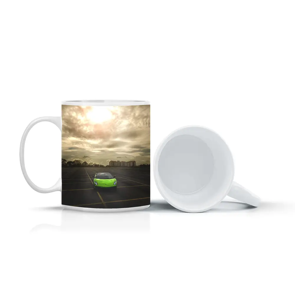 Lamborghini Gallardo Green Empty Parking Lot – Mugs