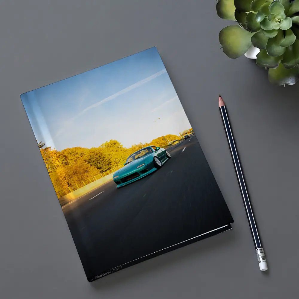 Mazda RX-7 Teal Street Highway Golden Hour – Notebooks