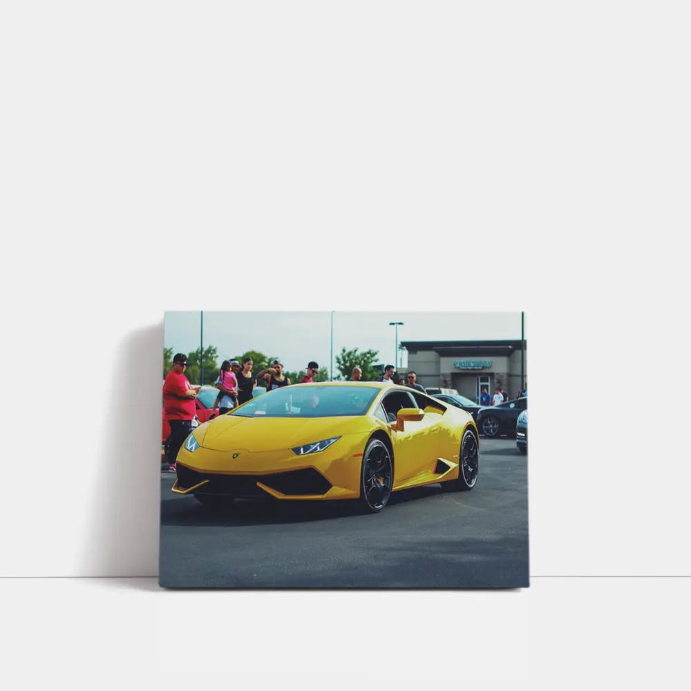 Yellow Lamborghini Huracan at Car Show – Wall Art