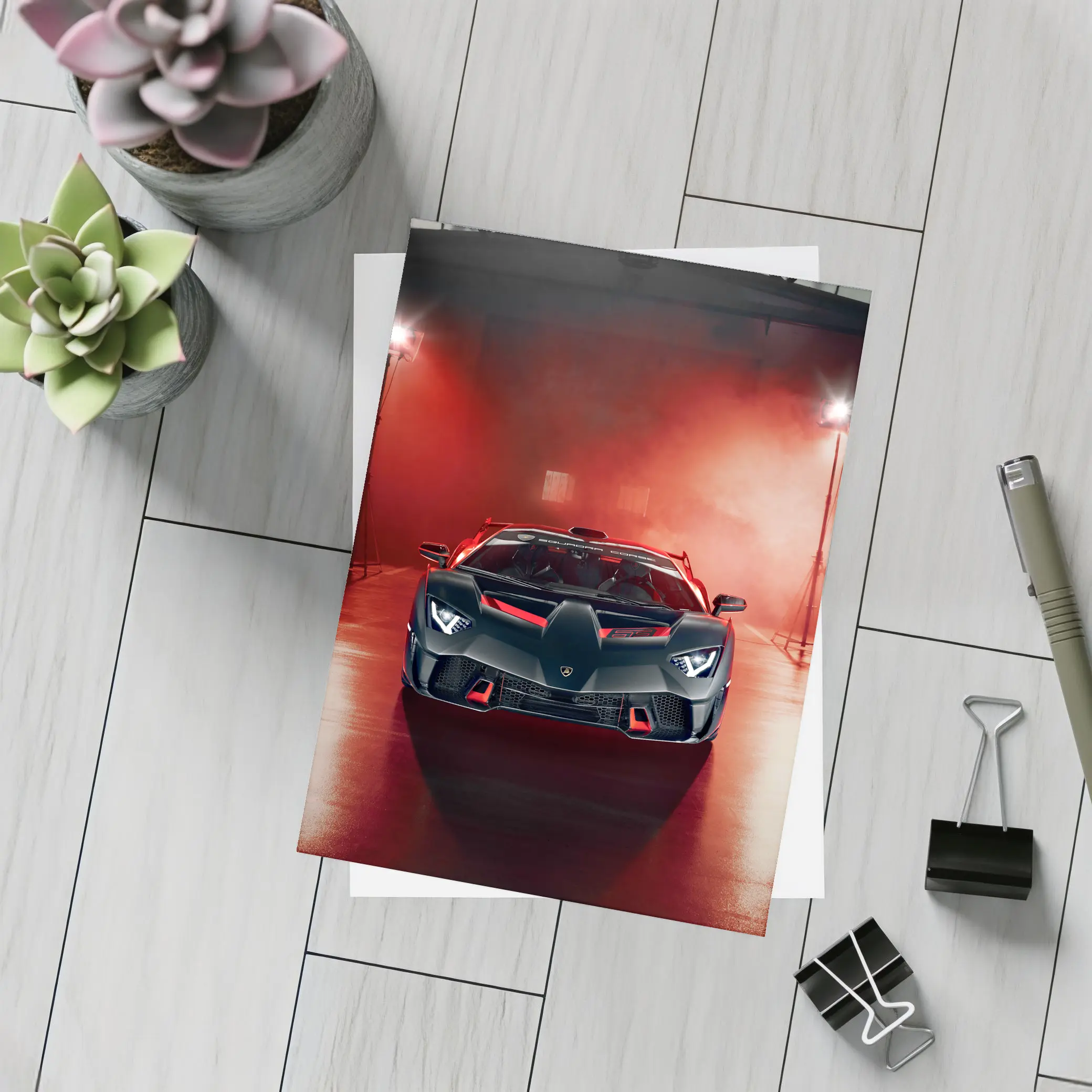 Lamborghini Aventador Matte Black Red Studio – Postcards