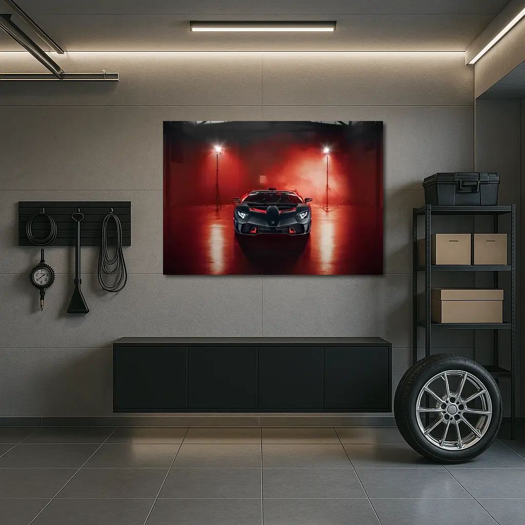 Lamborghini Aventador Matte Black Red Studio – Wall Art