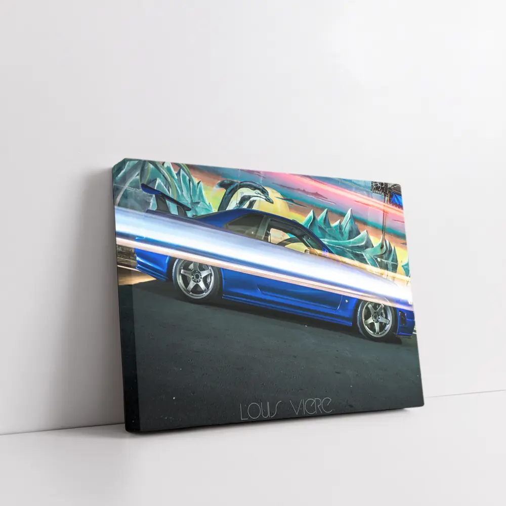 Blue Chevrolet Impala Stance Graffiti Wall – Wall Art