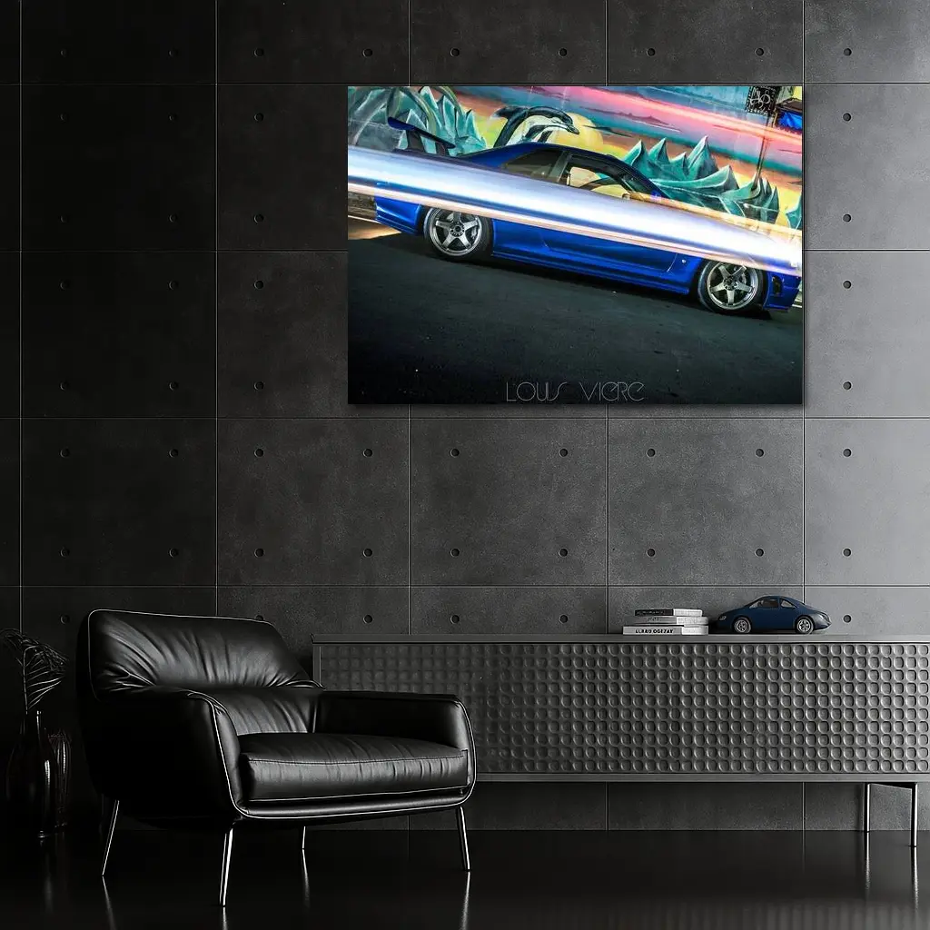 Blue Chevrolet Impala Stance Graffiti Wall – Wall Art