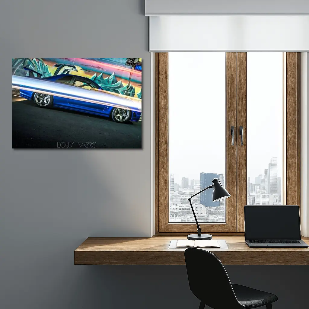 Blue Chevrolet Impala Stance Graffiti Wall – Wall Art