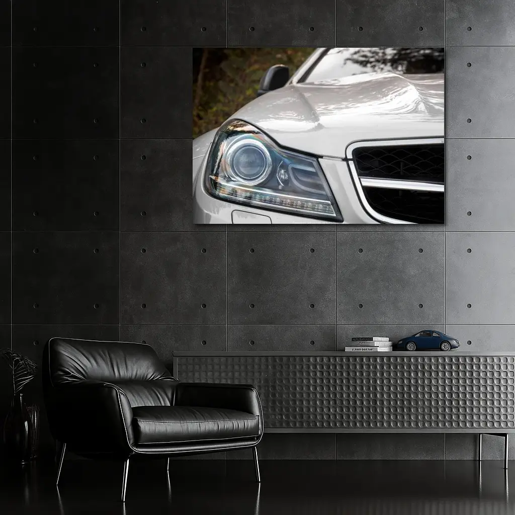 Mercedes C Class Headlight Close Up Shot – Wall Art