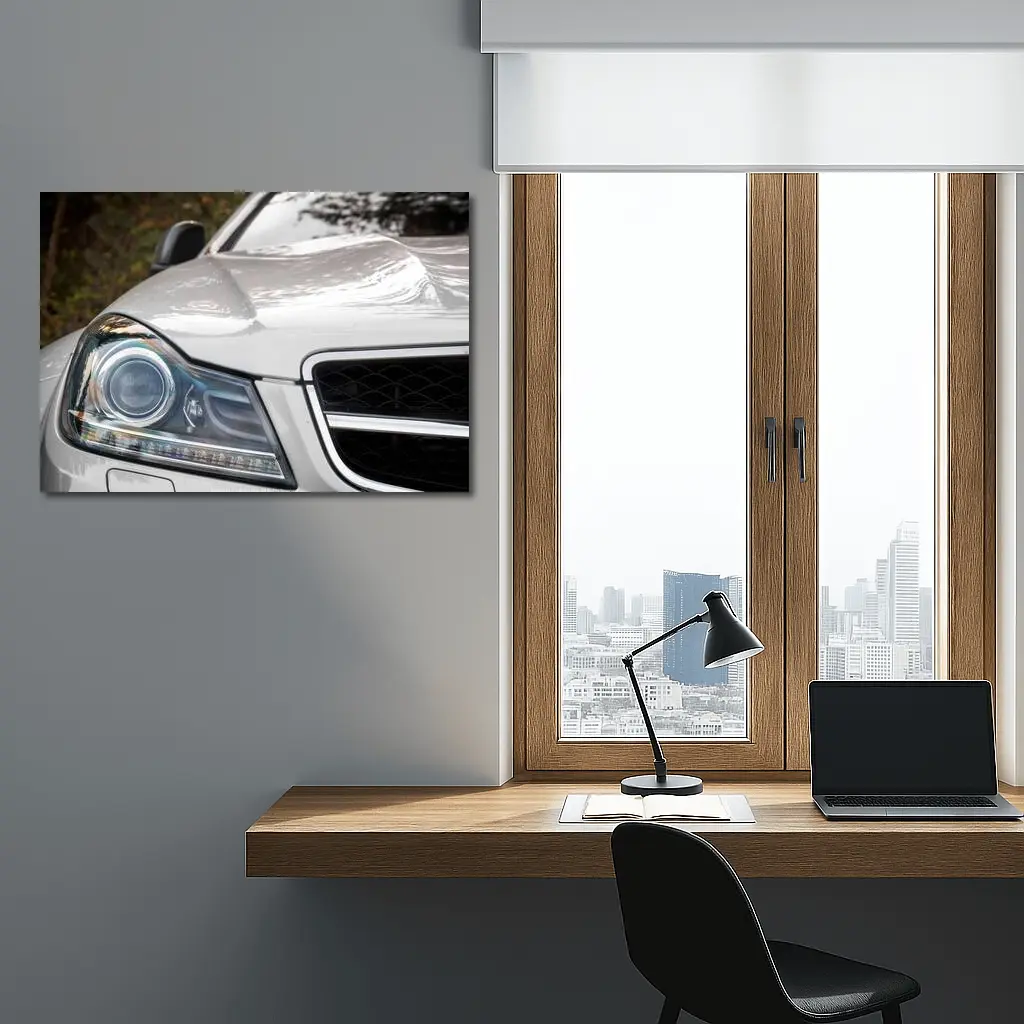 Mercedes C Class Headlight Close Up Shot – Wall Art