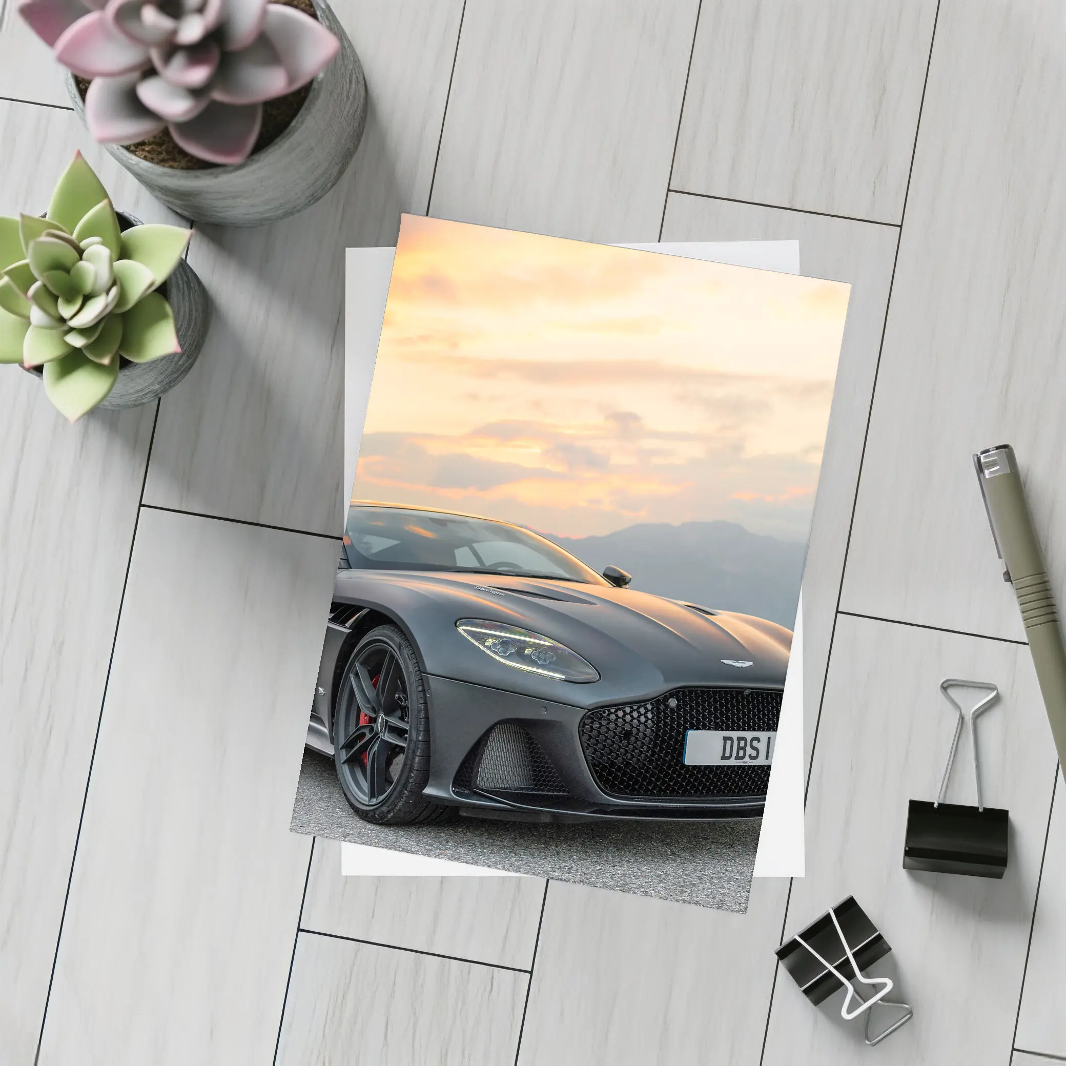 Aston Martin DBS Superleggera Matte Black Sunset – Postcards