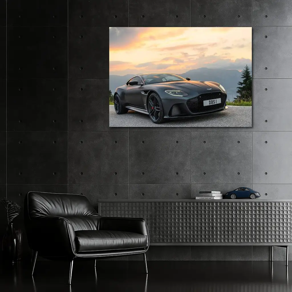 Aston Martin DBS Superleggera Matte Black Sunset – Wall Art