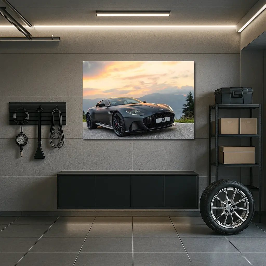 Aston Martin DBS Superleggera Matte Black Sunset – Wall Art
