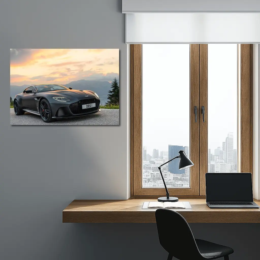 Aston Martin DBS Superleggera Matte Black Sunset – Wall Art