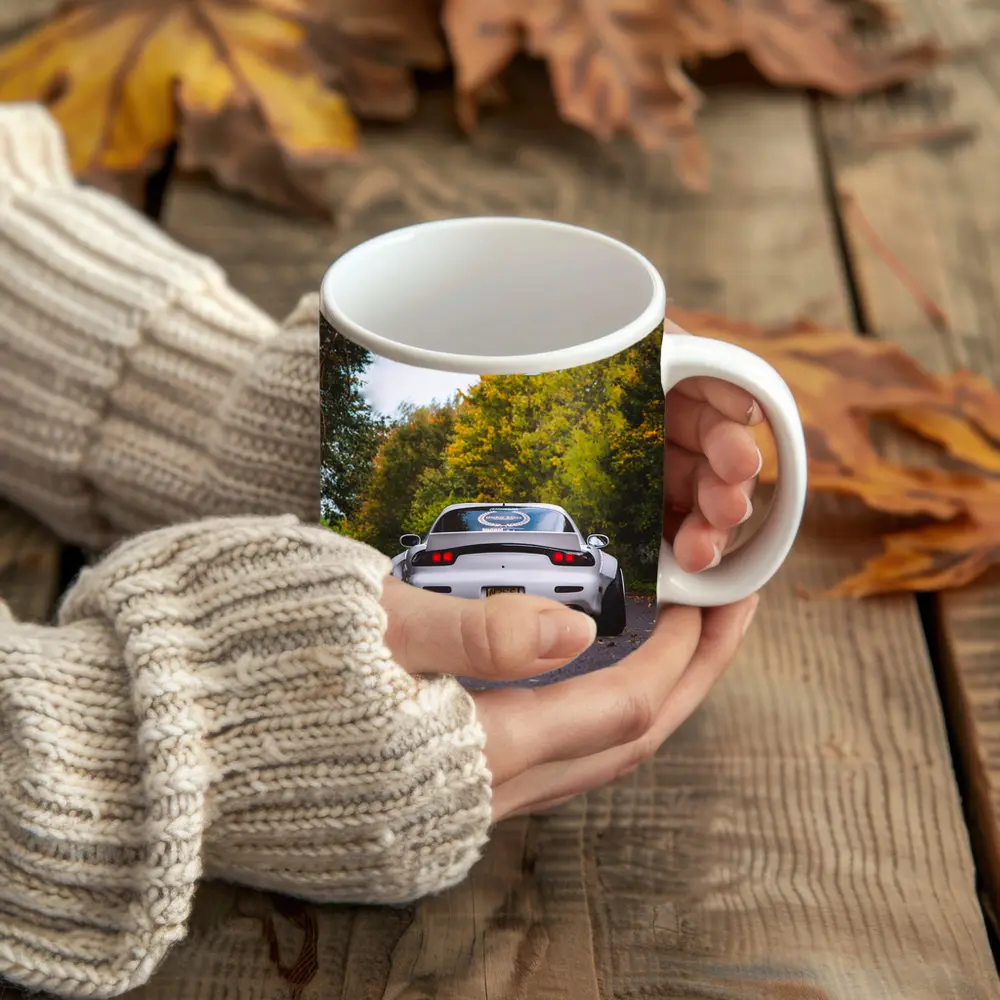 Mazda RX7 Rear View Forest Road – Mugs