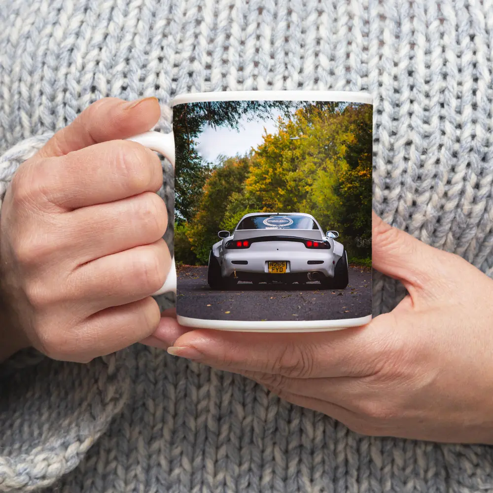 Mazda RX7 Rear View Forest Road – Mugs