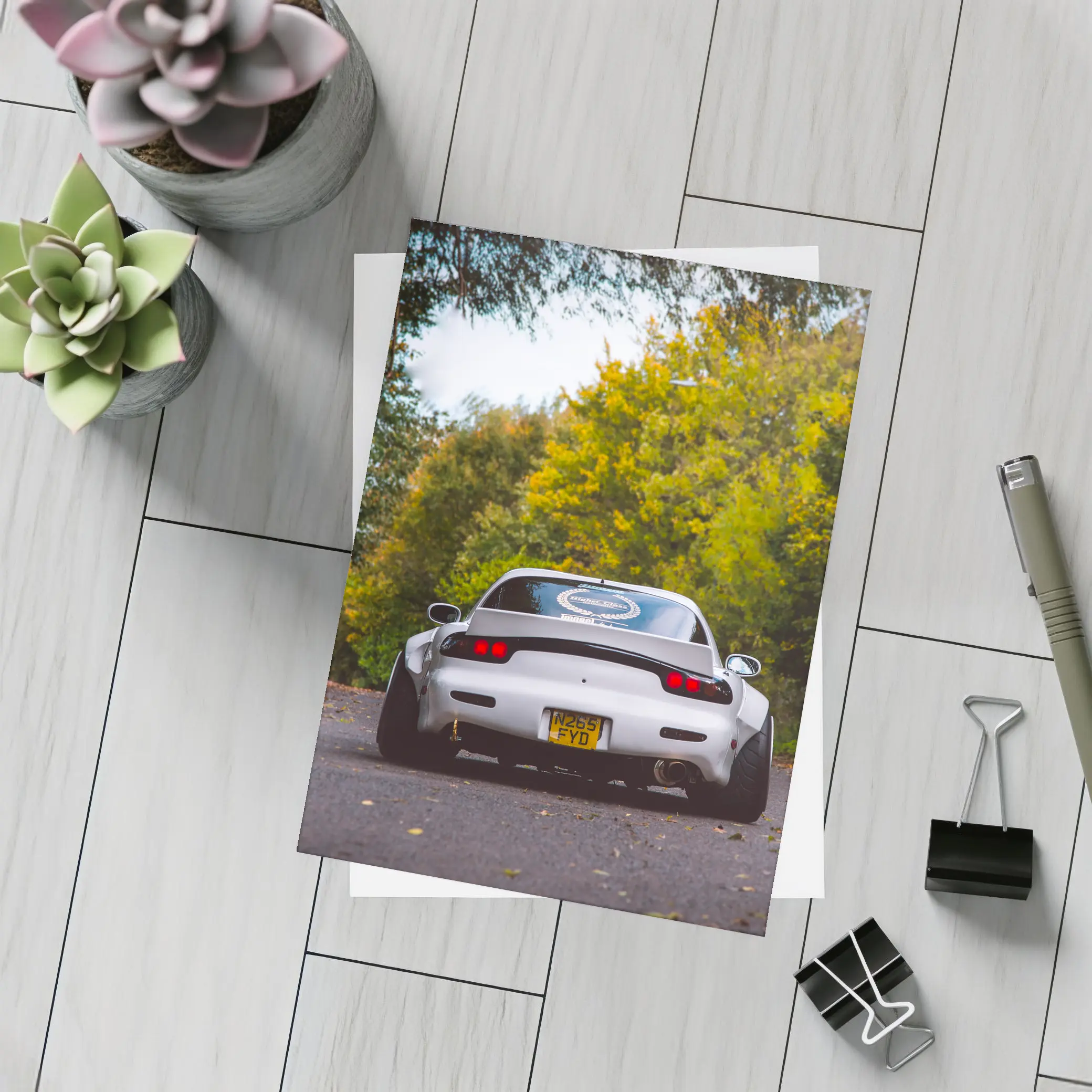 Mazda RX7 Rear View Forest Road – Postcards