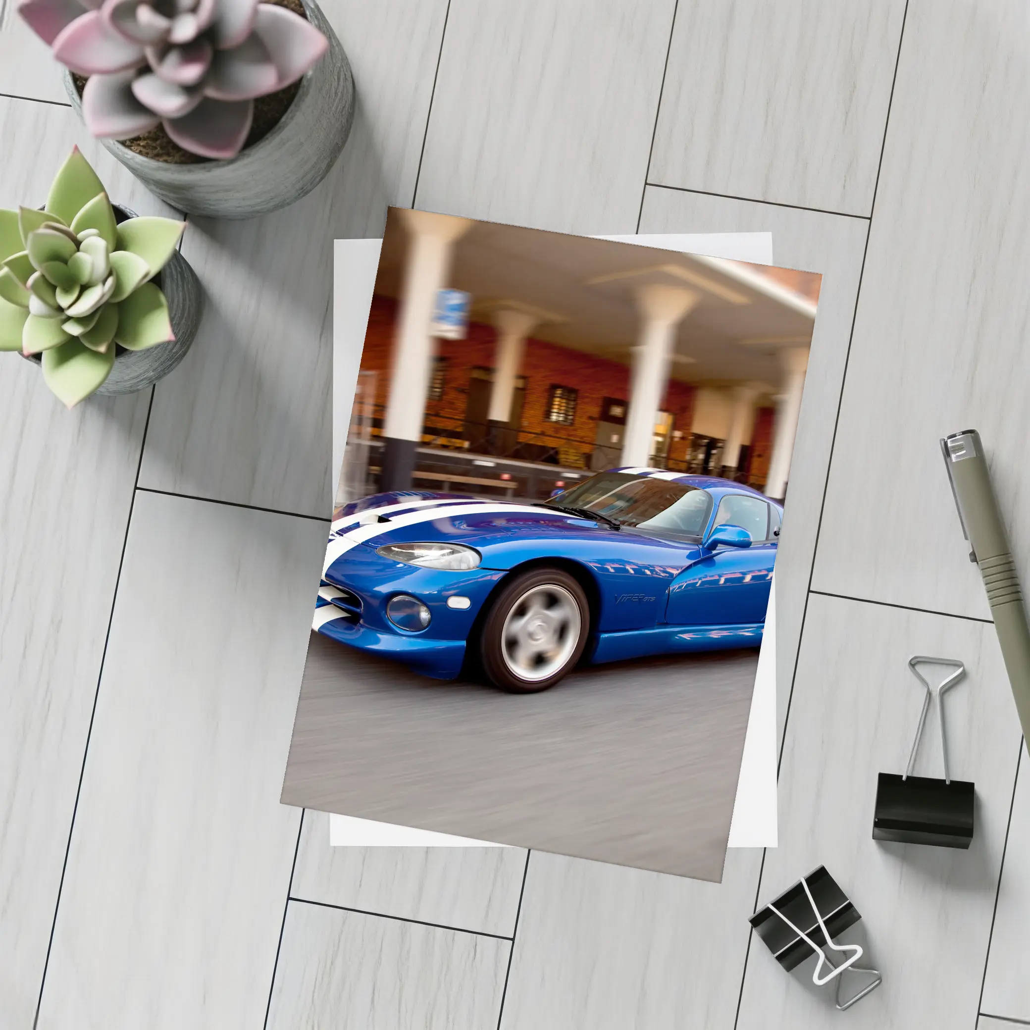 Dodge Viper Blue Racing Stripes Urban Street – Postcards