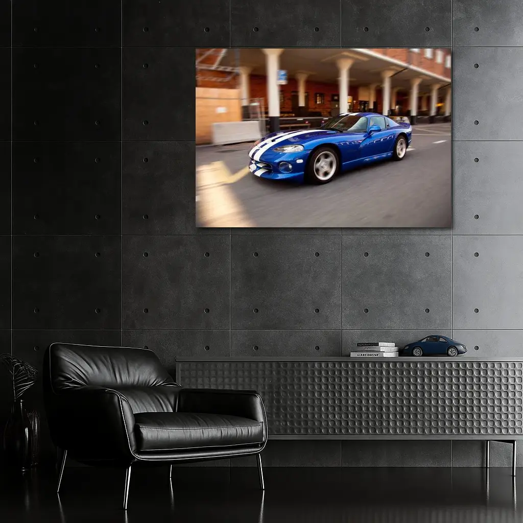 Dodge Viper Blue Racing Stripes Urban Street – Wall Art