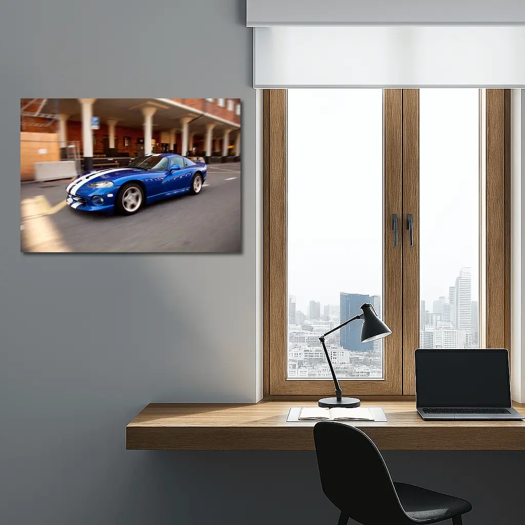 Dodge Viper Blue Racing Stripes Urban Street – Wall Art