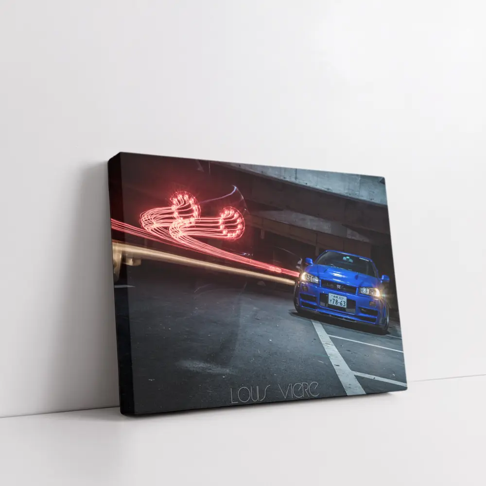Nissan Skyline GT-R Blue Urban Night Shot – Wall Art