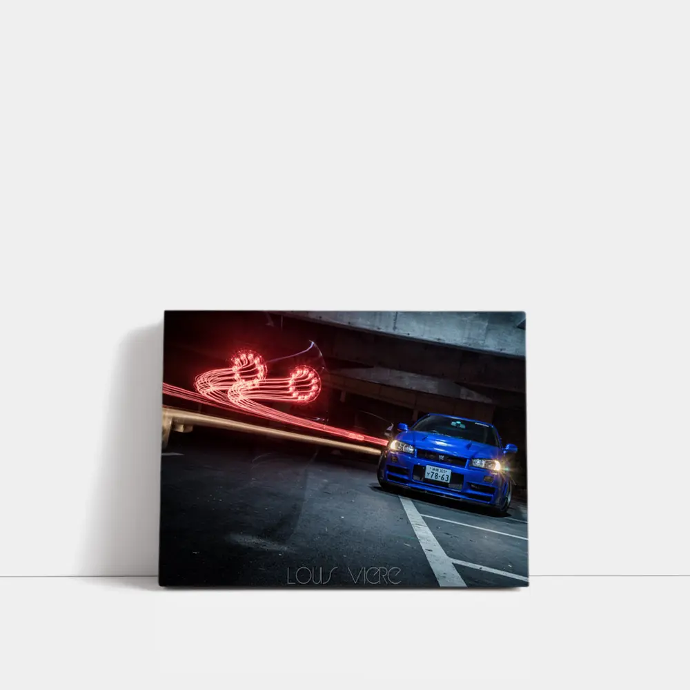 Nissan Skyline GT-R Blue Urban Night Shot – Wall Art