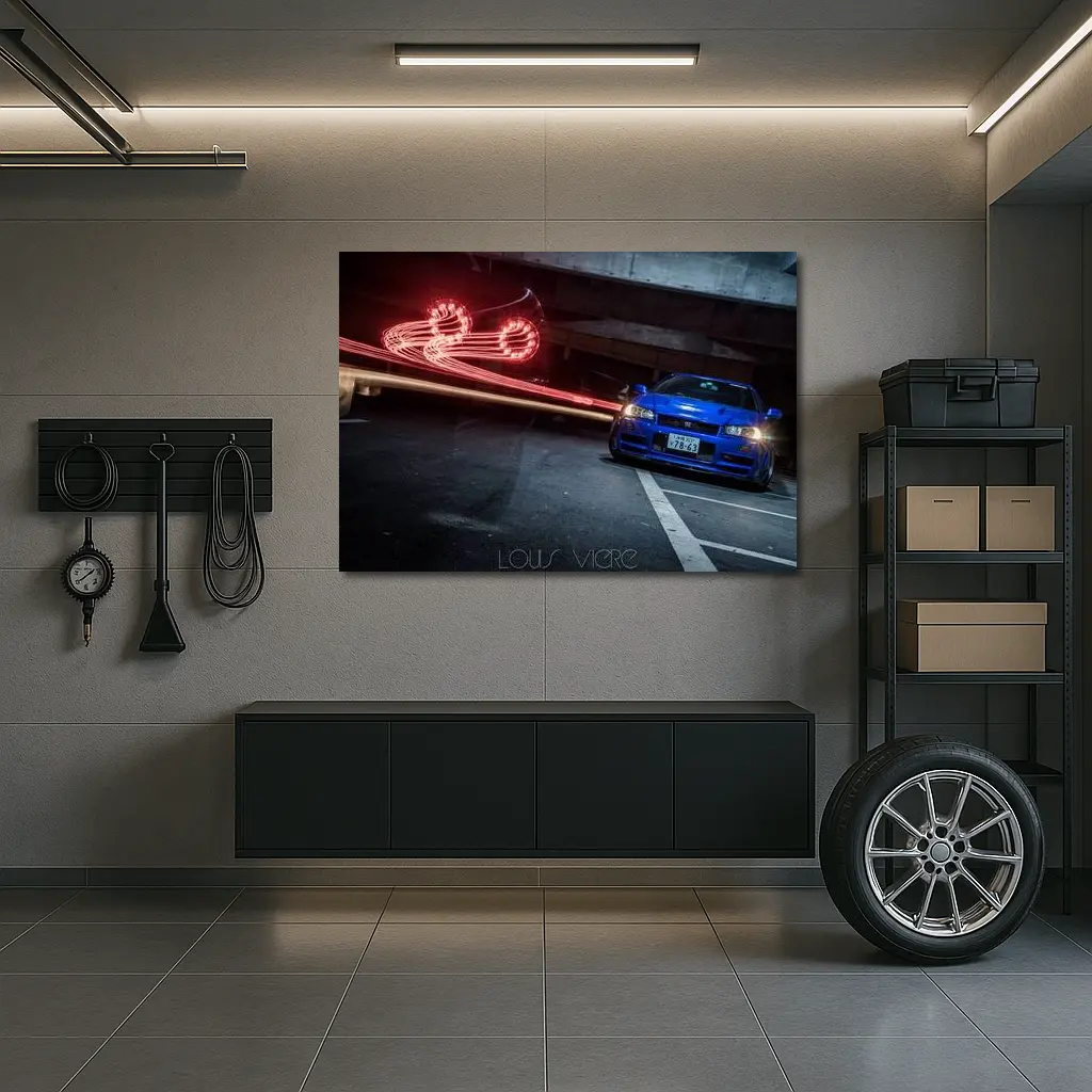 Nissan Skyline GT-R Blue Urban Night Shot – Wall Art