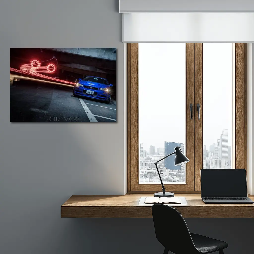 Nissan Skyline GT-R Blue Urban Night Shot – Wall Art