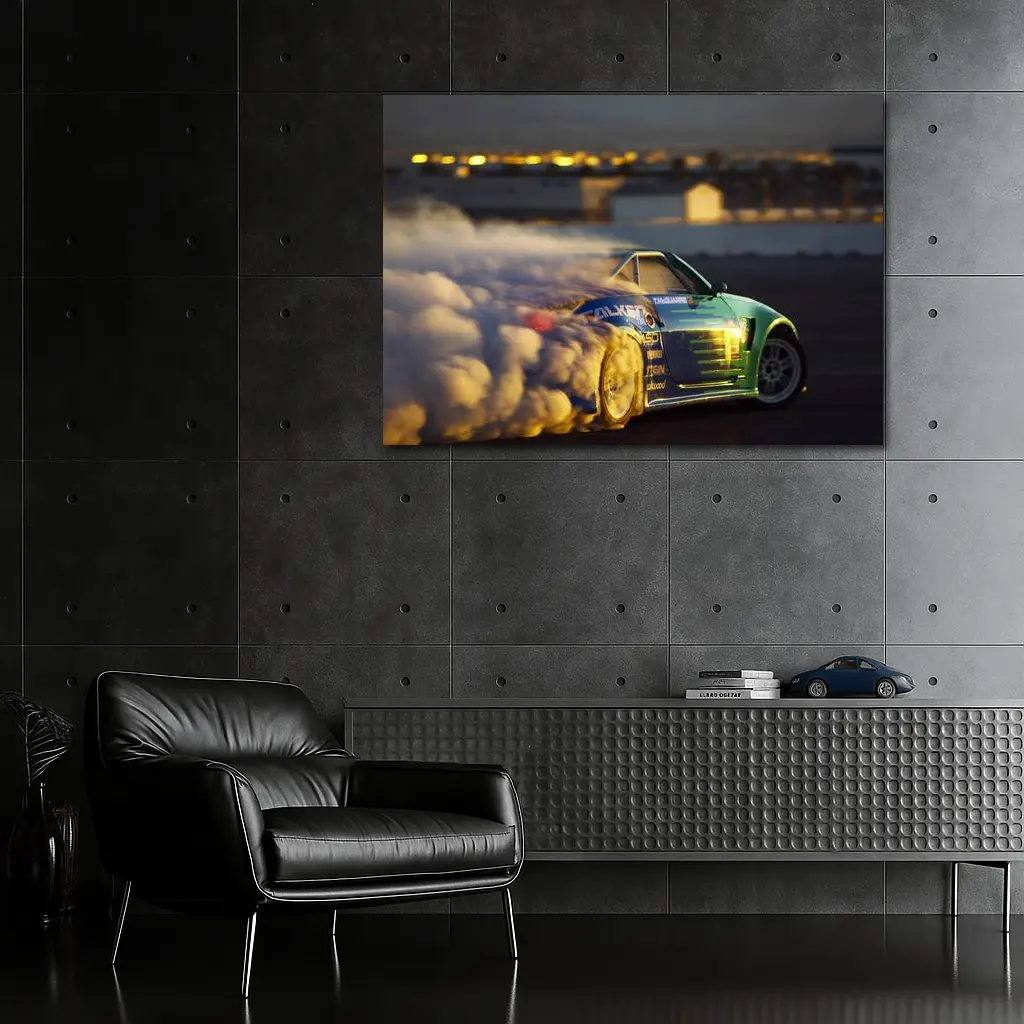 Nissan 350Z Drifting Smoke Track Night – Wall Art